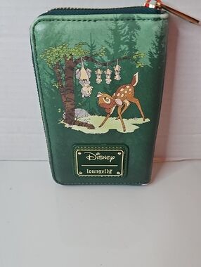 Disney Green Bambi & Friends Zip Wallet